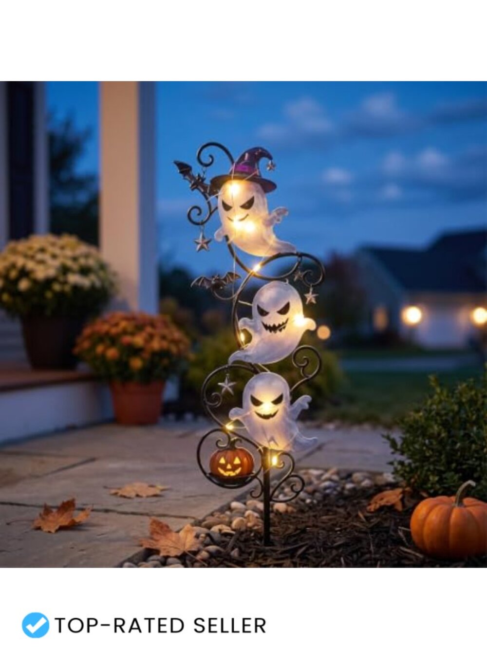 Solar Halloween Ghost Garden Stake Light Pathway Decor Pumpkin